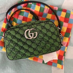 Green Marmont Quilted Gucci camera bag from the multicolored collection 2021